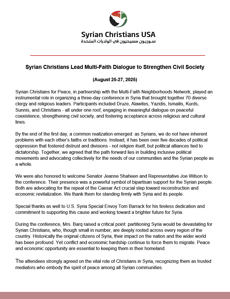 Syrian Christians Lead Multi-Faith Dialogue to Strengthen Civil Society